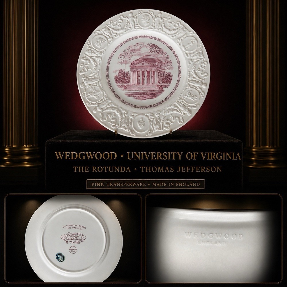 Wedgwood UVA Rotunda Pink Transferware Collector Plate England Thomas Jefferson